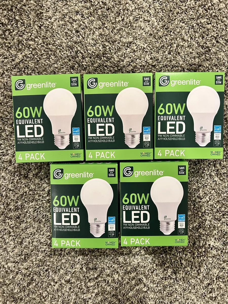 Greenlite 9W 60 Watt LED Equivalent Bulb 3000k NON DIMMABLE 20 Bulbs