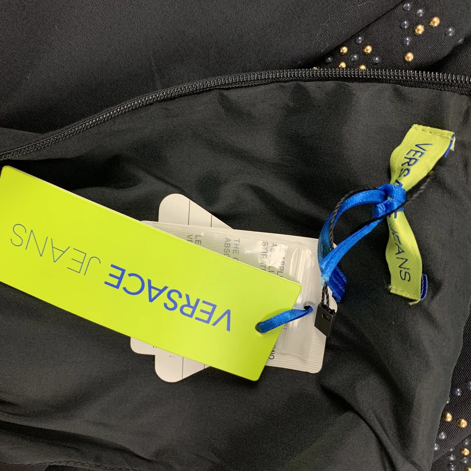 Abito a turni nero VERSACE JEANS taglia 4 cotone borchie