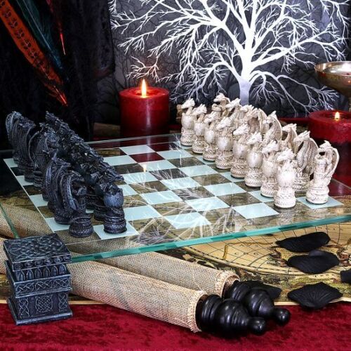 Dragon Chess Set by Nemesis Now 44cm Gothic Fantasy Collectable - Picture 1 of 7