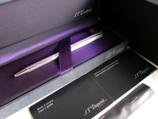 S.T. Dupont Classique Ballpoint Pen Silver Plated Lignes Arretees