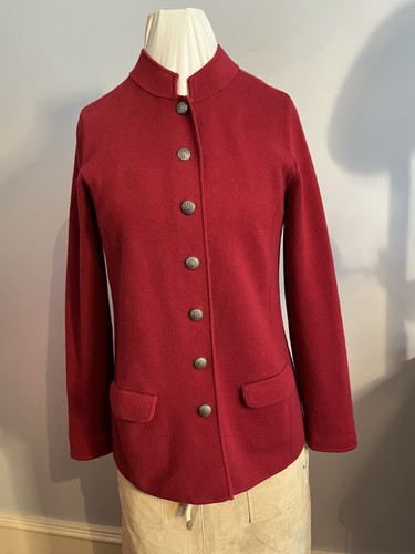 Appleseeds Mandarin Collar Ponte Knit Jacket Cotton Blend Petite M Wine Red