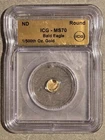 1/500 oz .999 Gold Eagle Head Round ICG MS70 Mini Gold USA Flag Design