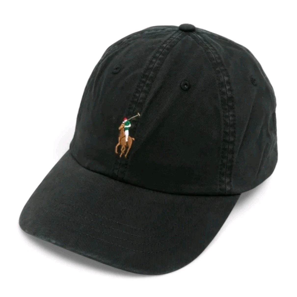 Polo Ralph Lauren Cotton Chino Twill Adjustable Leather Strap Ball Cap Black