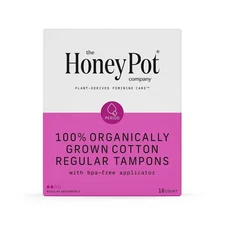 The Honey Pot Company, Organic Cotton Core Regular Applicator Tampons - 18ct