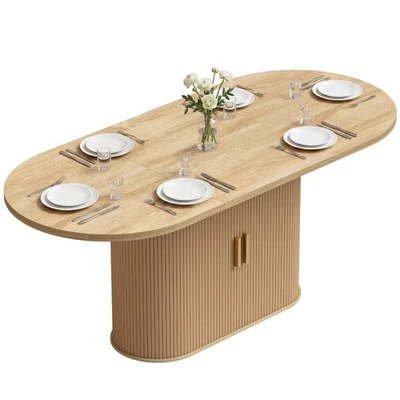 HOMCOM Table à manger 180 x 80 x 75 cm Chêne - Photo 1/4