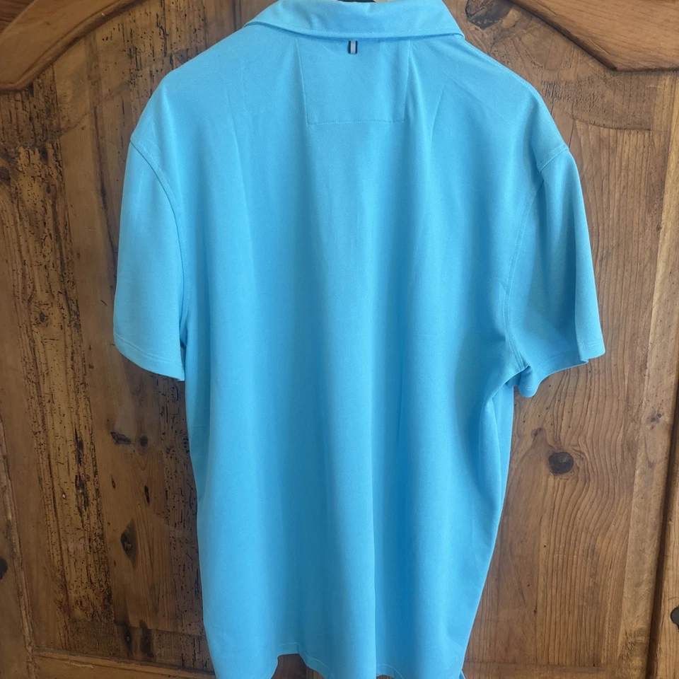 Stone Rose Men's Hi Tech Dress wear Polo Shirt. Aqua Color. Size XL - Image 3 of 4