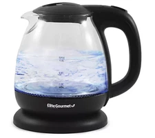 Elite Gourmet 1L Electric Glass Water Kettle, Black