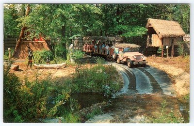 1965 SAFARI RIDE to JUNGLELAND ENCHANTED FOREST DEFUNCT AMUSEMENT PARK POSTCARD
