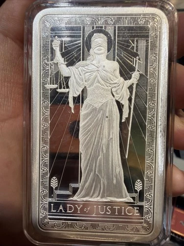 PAMP 10 oz Silver Bar Lady of Justice .999 Fine Silver in Capsule