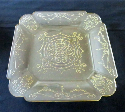 Depression Glass Yellow Lorain Basket 10 1/4" Dinner Plate 1929-32