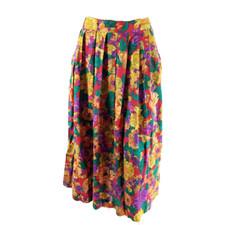 Worthington Size 12 Vintage Floral Skirt Pleated Cottage 80s 90s Casual Long