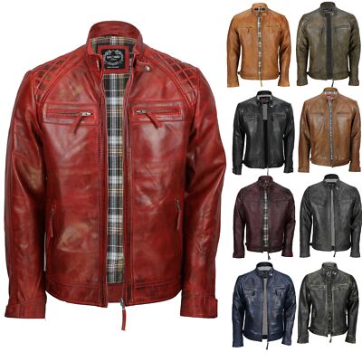 RN-2101 - Herren Echtleder Vintage Reißverschluss Smart Washed Freizeit Biker Jacke