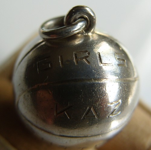 1945 Champion Girls Soccer Ball Charm Etched & Red Enamel R Butte Ca - Picture 5 of 5