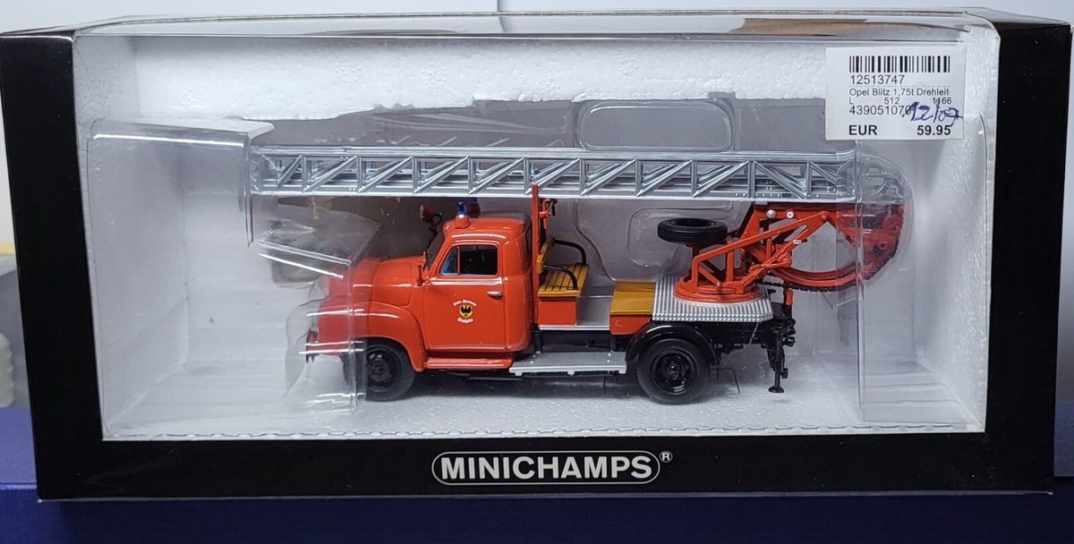 1:43 MINICHAMPS OPEL Blitz 1,75t Échelle DL18 POMPIERS Sinsheim Rouge EUR 42,75 - FR