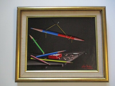 VINTAGE OIL PAINTING Trompe-l'œil SURREALISM STILL LIFE MODERNISM ALFANO DARDARI