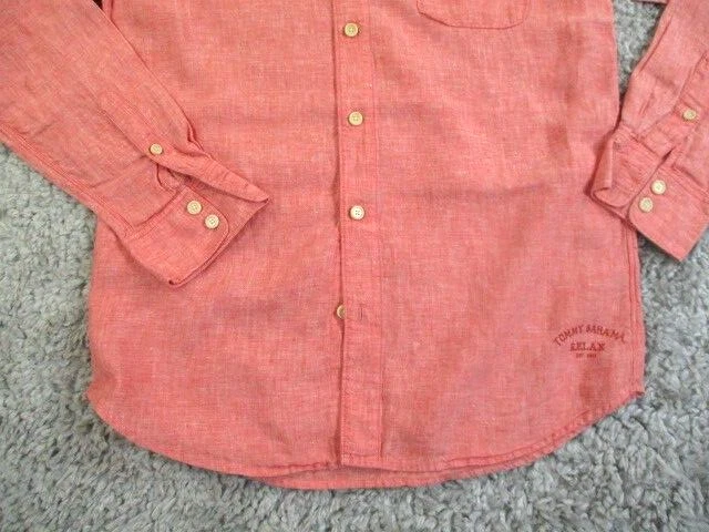 Camisa de lino Tommy Bahama para hombre grande roja relax abotonada ropa de resort Foto 4 de 4