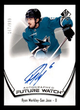 2021-22 SP Authentic #169 Ryan Merkley Sharks Rookie Auto #/999