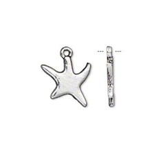 20 Antiqued Silver Plated Pewter 15x13mm Double Sided Star Charms