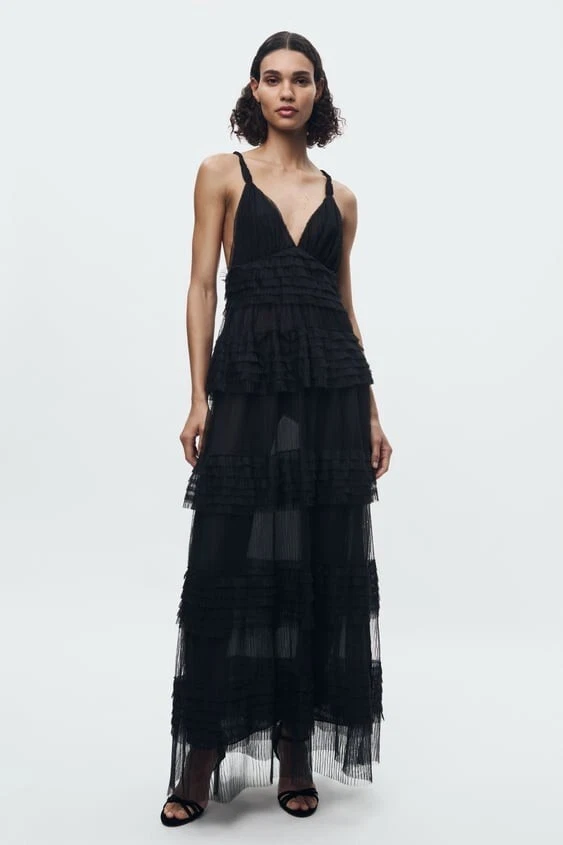 Zara tulle dress clearance black