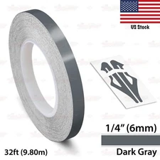 1/4" Roll Vinyl Pinstriping Pin Stripe Line Tape Decal Sticker 6mm DARK GRAY