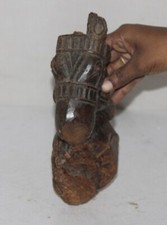 Figura Di Testa Di Cavallo In Legno Vintage Originale Fatta A Mano -9