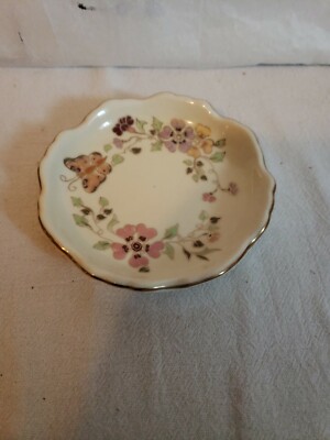 Vintage Zsolnay Hungary 1868 Pecs Hand Painted Gold Butterflies