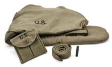 WW2 .30 M1 CARBINE SLING OILER BUTTSTOCK POUCH & FLEECE CASE OD Dated 1944