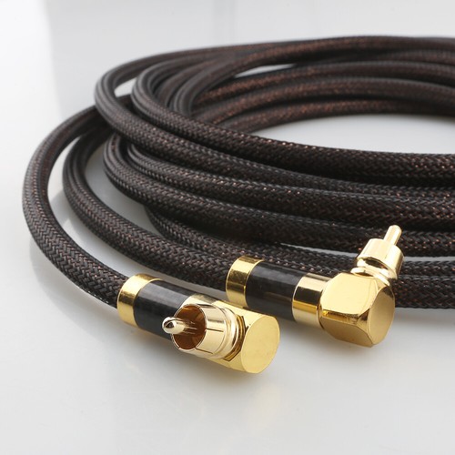 Pair 6N pure Solid Silver RCA Audio Cable with Right angled rca plug HIFI - Picture 9 of 11