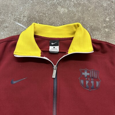 Nike FC Barcelona Zip Up Track Jacket Burgundy Size Large Used