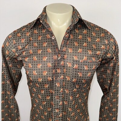 Vtg 60s 70s Kingsport Shirt Leaf Print Ugly Nik Mod Vtg 60s 70s Kingsport Shirt Leaf Print Ugly Nik Mod