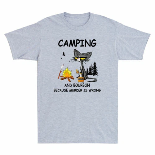 Black Cat Camping And Bourbon Because Murder Is Wrong Funny Graphic Men T-Shirt
Opens in a new windo
