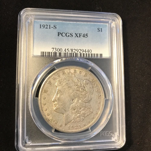 1921 S Morgan Silver Dollar PCGS XF45 blue label nice details