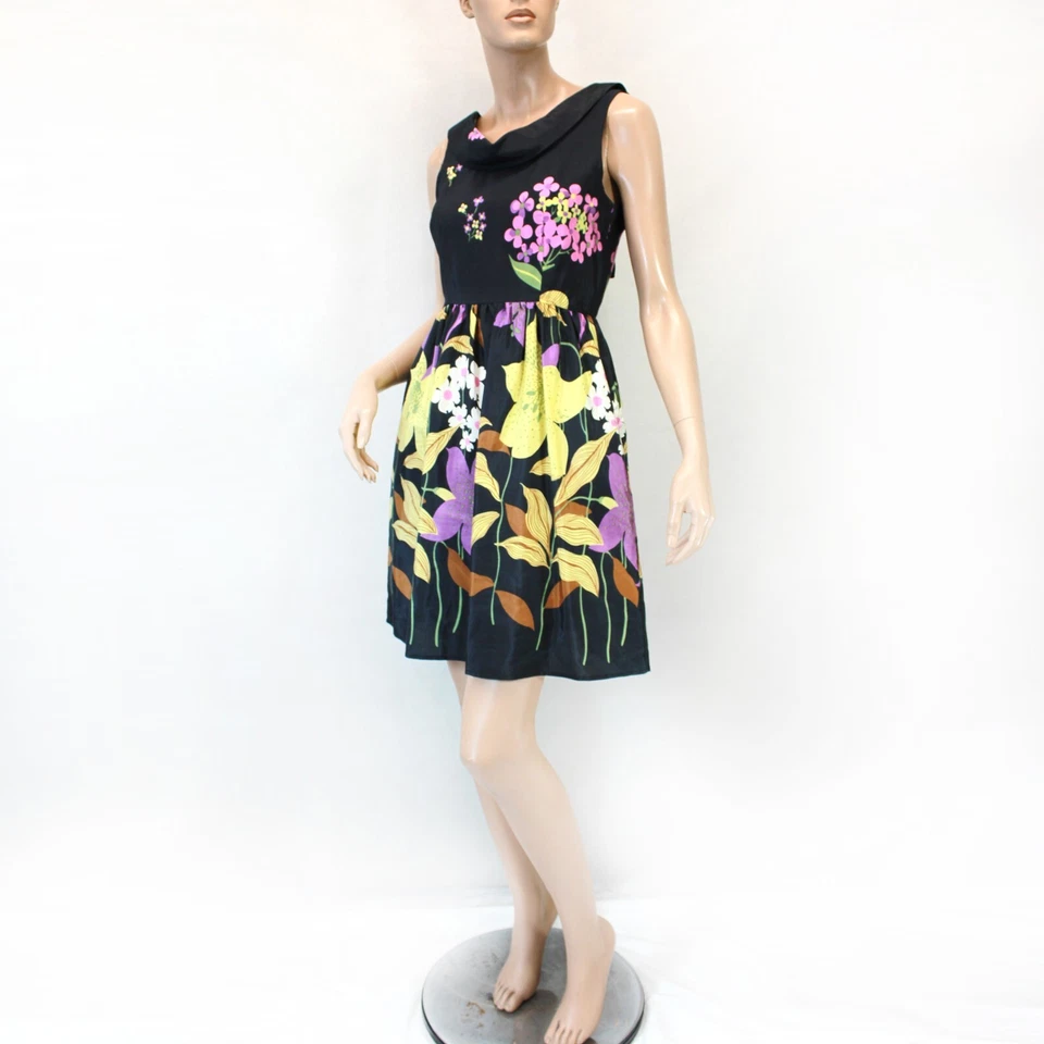 Vestido Corey Lynn Calter Vintage Años 50 Estilo Estampado Floral Mezcla Seda Forrado Talla 2 Foto 2 de 4