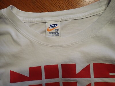 Vintage Nike Sportswear Men's XXL T-shirt Orange Tag Made in