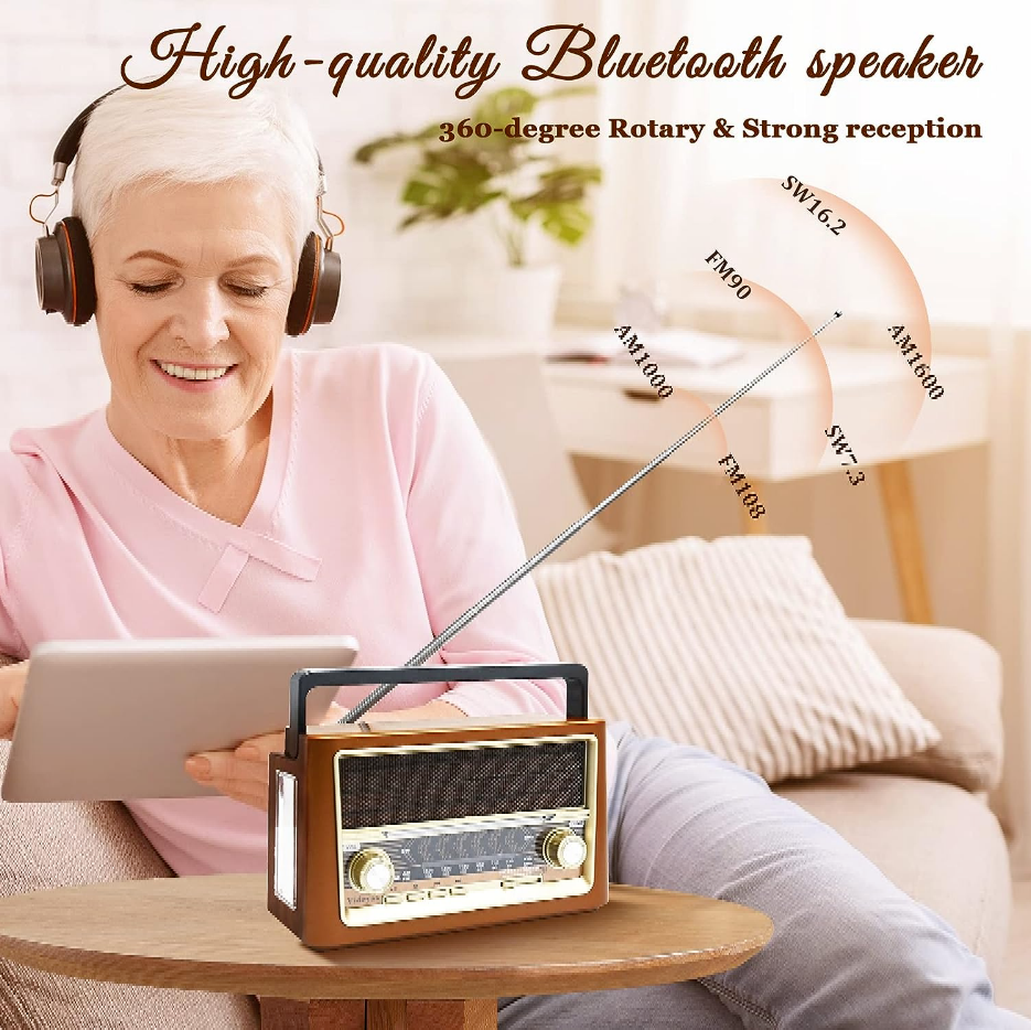 Retro Radio Portable Vintage Shortwave Radio With Bluetooth Speaker eBay