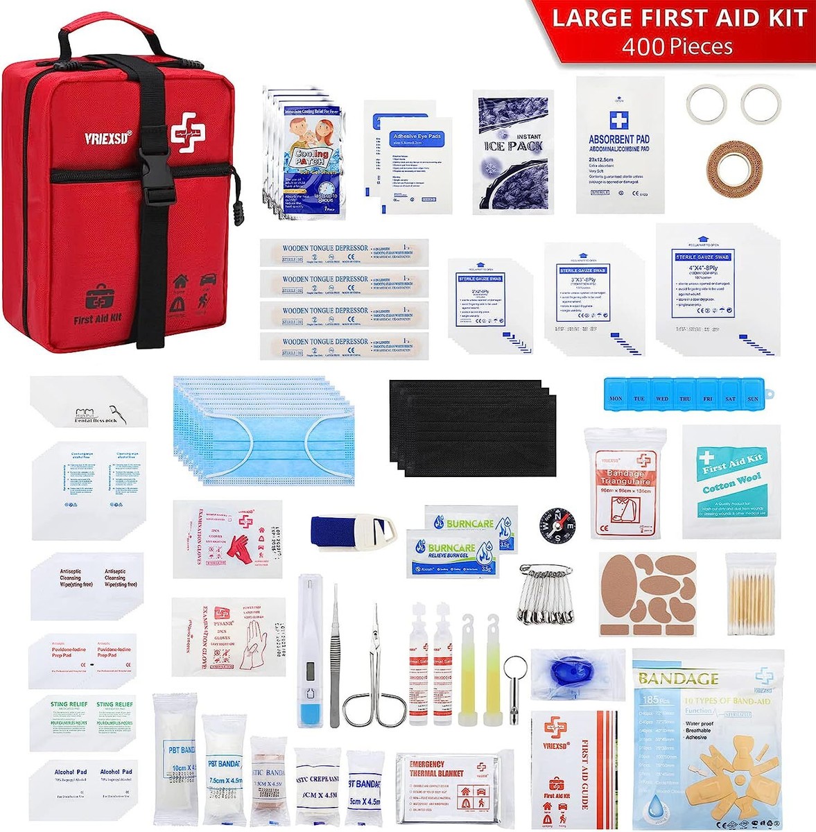 400pcs Large First Aid Kit, Premium Emergency Medical Kit With