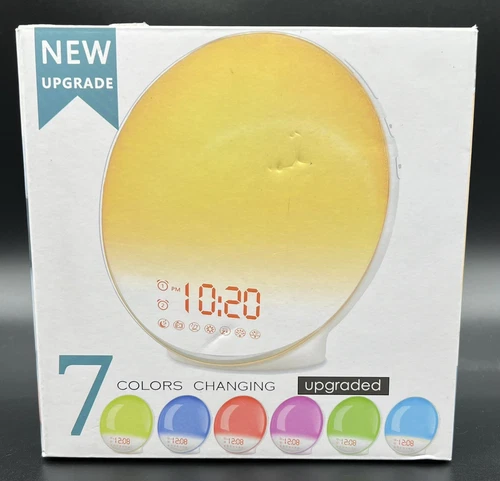 JALL Wake Up Light Sunrise Alarm Clock Heavy Sleepers Sleep Aid FM Radio 7 Color