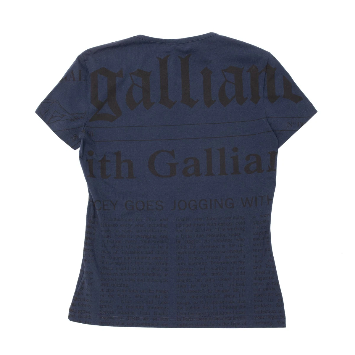 JOHN GALLIANO Y2K Gazette Newspaper T-Shirt Navy / Black
