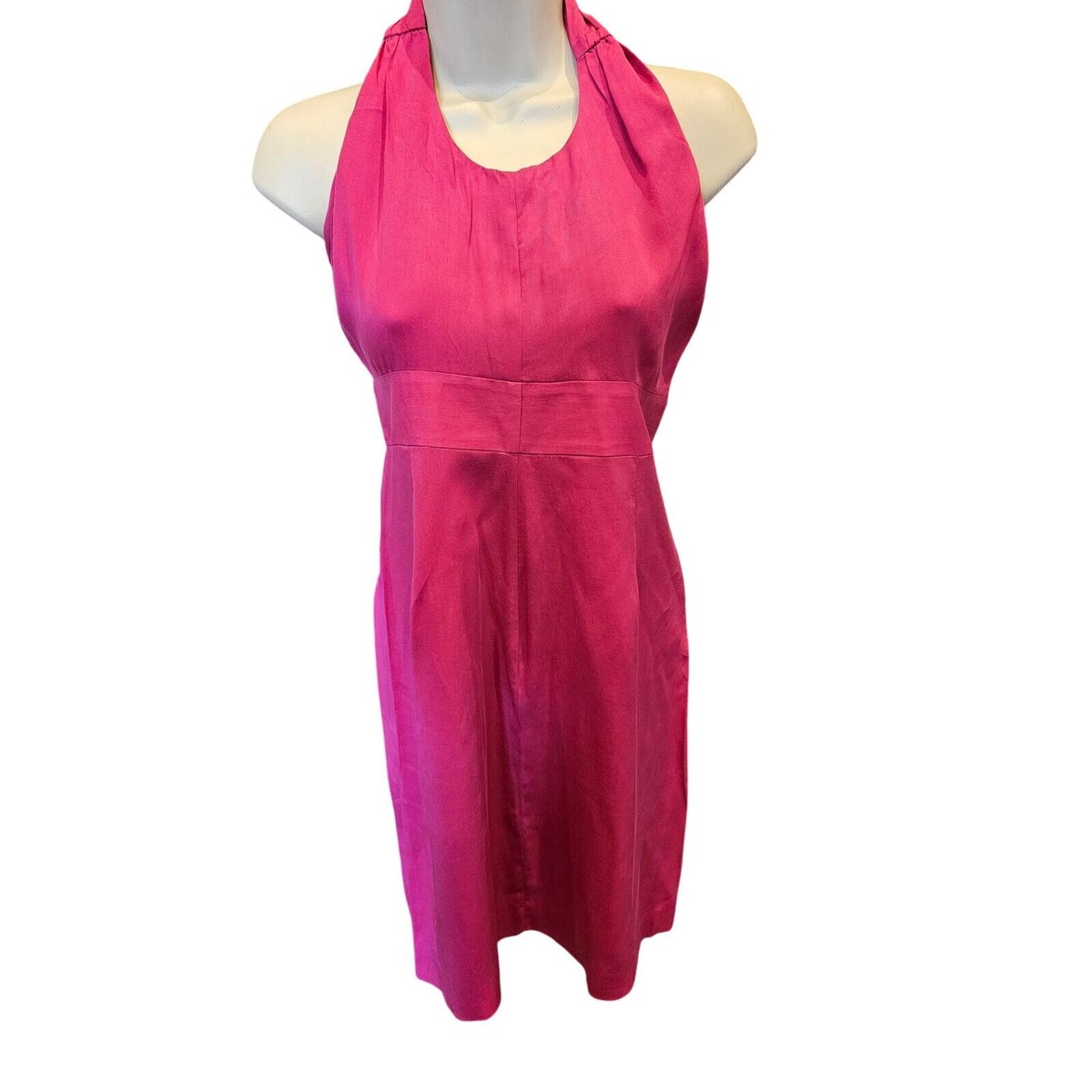 strapless open back dress Banana Republic Women's Pink Halter Maxi Dress V-Neck Tie Neck Pleated