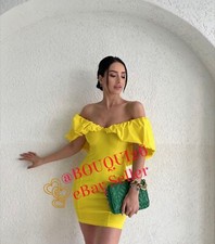 ZARA WOMAN NWT SS22 YELLOW RUCHED BALLOON DRESS ALL SIZES REF. 1165/293