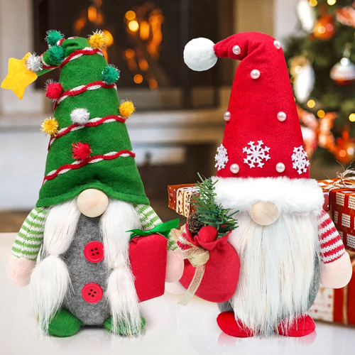 2Pc Christmas Gnomes Plush Decorations - Christmas Ornaments - Swedish Tomte Han
