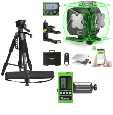 Huepar S04CG 4D Kreuzlinienlaser +empfängeLR5 Set mit Stativ TPD14