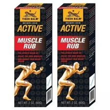 2 Pack of Tiger Balm Active Muscle Rub, Non-Greasy Pain Relief Cream 2 Oz Each