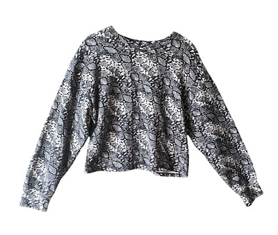 Zara Basic Snakeskin Print Short Waisted Sweatshirt Size S