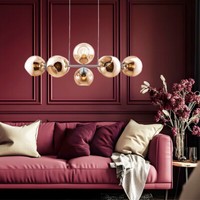 Pendellampe HäNgelampe Esstischleuchte HöHenverstellbar Glaskugel Amber H 150 Cm