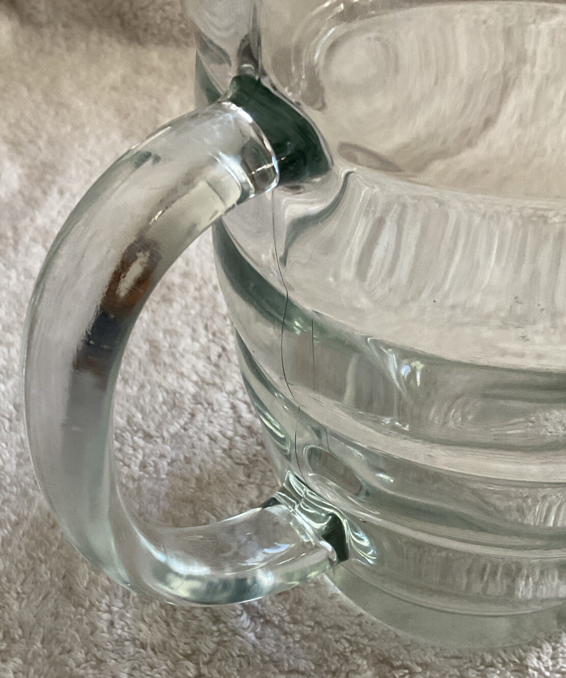 Vintage Glass Beehive Ribbed Beverage Pitcher MCM Mid Century Modern