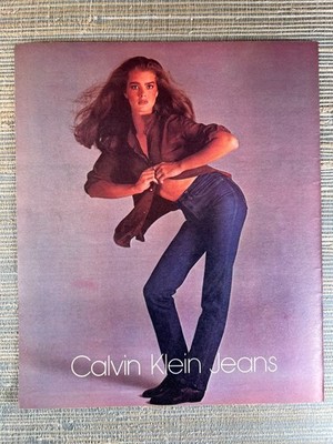 Calvin Klein Jeans Brooke Shields Fashion Model 1981 Vintage Print Ad