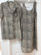90s Y2K Robbie Bee Silk Dress & Shirt Size 16 Animal Print Tan Black
