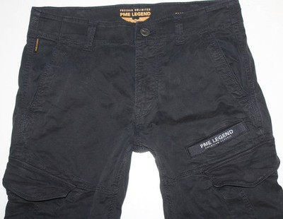 PME Legend Herren Jeans Hose Cargo Pant Slim Tapered Stretch W30 L34 schwarz