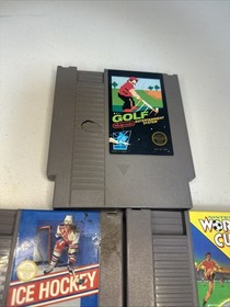 Vintage NES Game Lot Of 3 Golf , Ice Hockey , World Cup